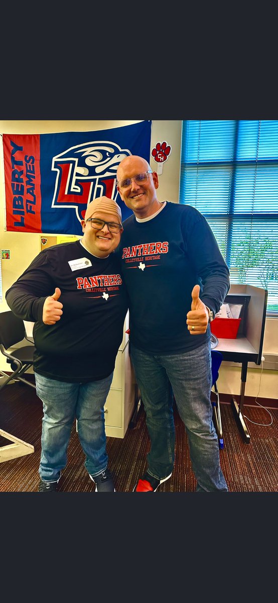 @MrHarwellsClass with a unique look!  

Does our Principal have a twin!?!