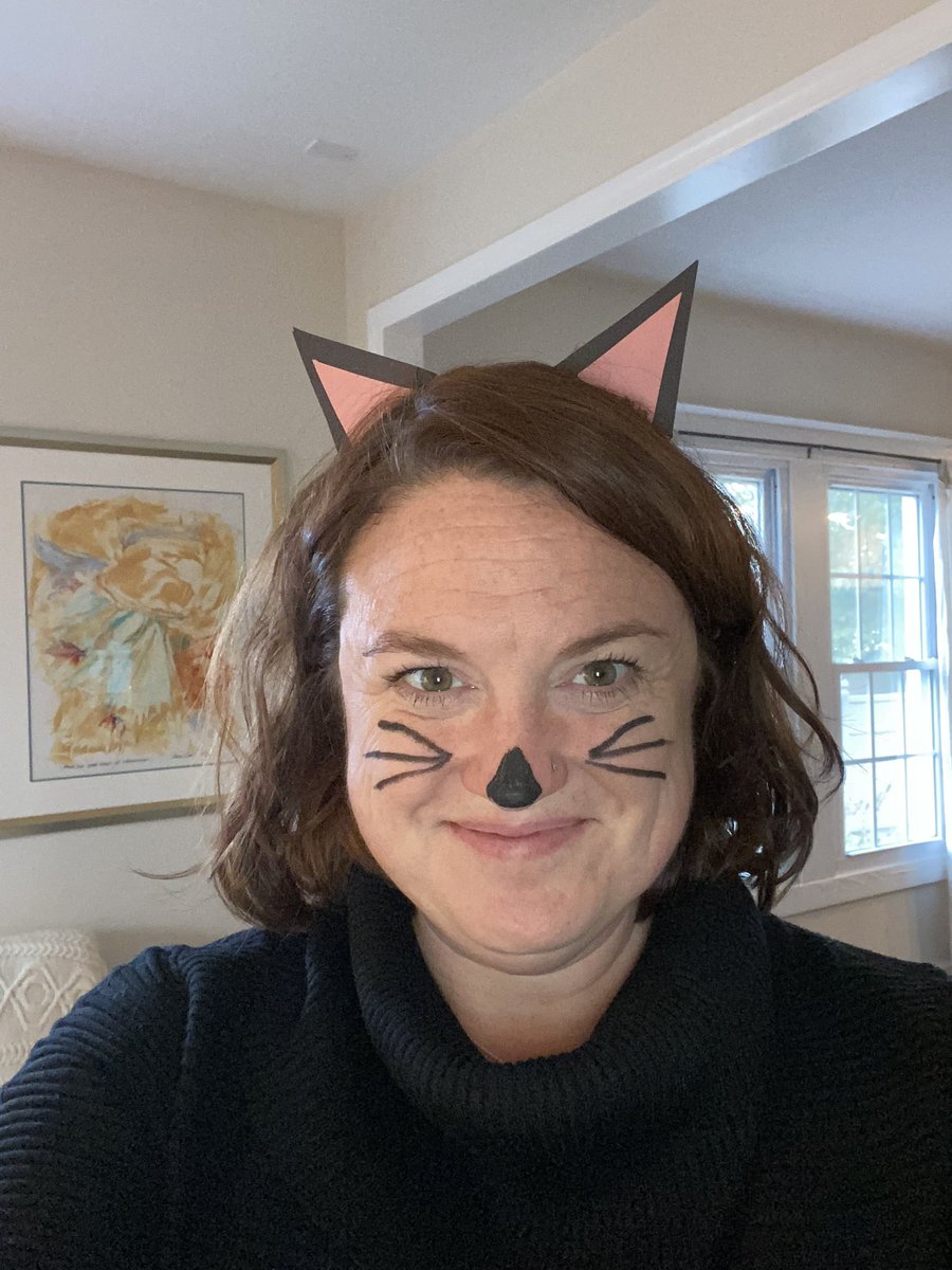 See, the nice thing about often as not wearing head-to-toe black is that when you decide at 5:15 pm on Halloween that you should dress up to hand out candy to trick-or-treaters, you’re only some construction paper, bobby pins, and eyeliner away from a costume.