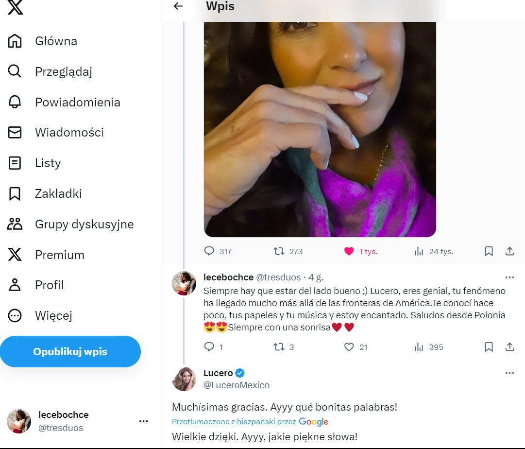 tresduos's tweet photo. Kiedy okazuje się, że dzięki internetowi z Meksyku do Polski wcale nie jest aż tak daleko 🤪😉
Que agradable, gracias  @LuceroMexico por Tu respuesta ♥️♥️
#lucero #mexico #polska #poland #suprise #sorpresa #singer #acress #elmundoespequeño #halloween #elgallodeoro #moodday #smile https://t.co/emP3HWm8AK
