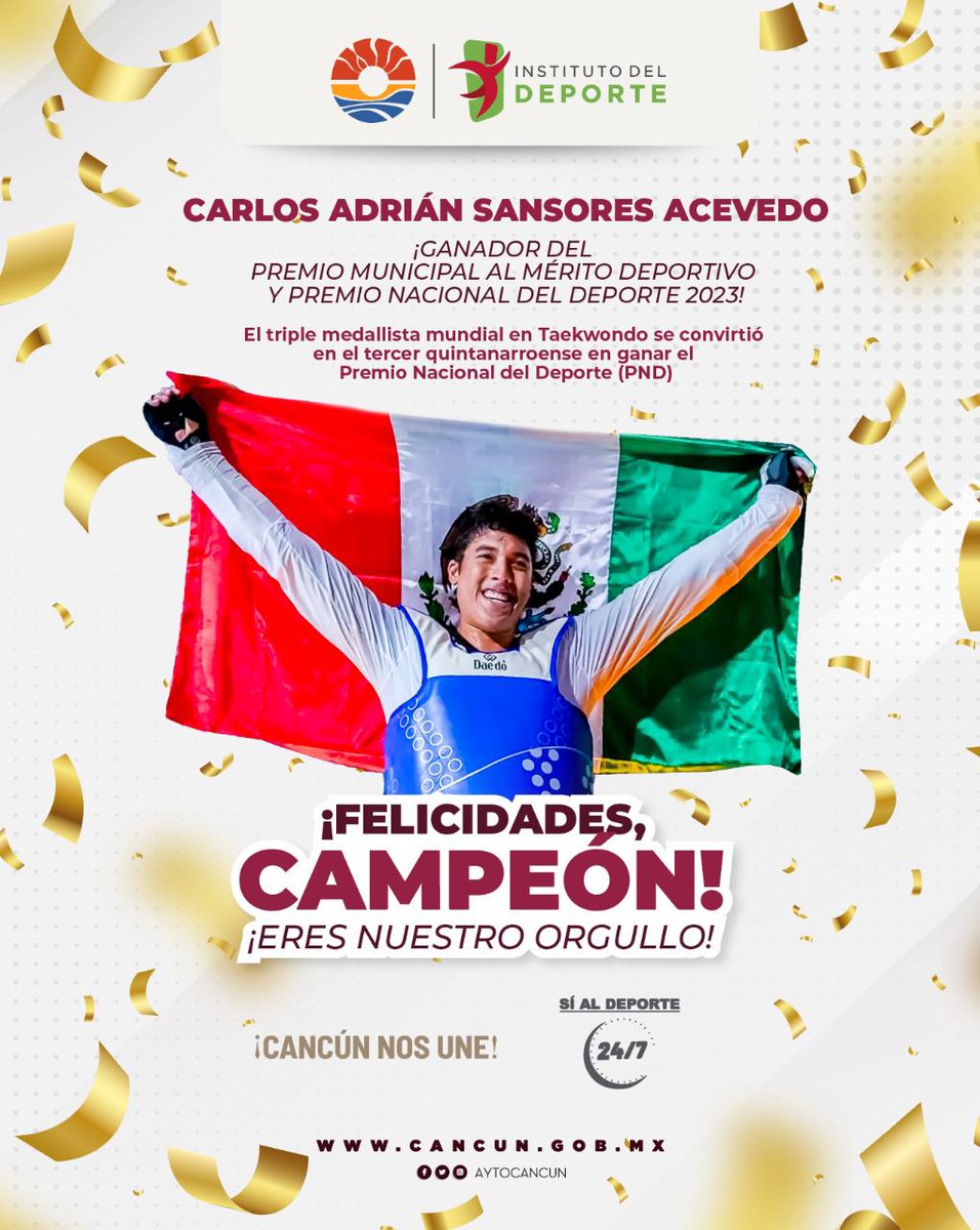 Honor a quien honor merece 👏🏻👏🏻🥳🥳

#CancúnNosUne ¡Sí al Deporte 24/7!

<a href="/anapatyp/">Ana Patricia Peralta</a> 
<a href="/AlexLunaLopez/">Alejandro Luna Lopez</a>