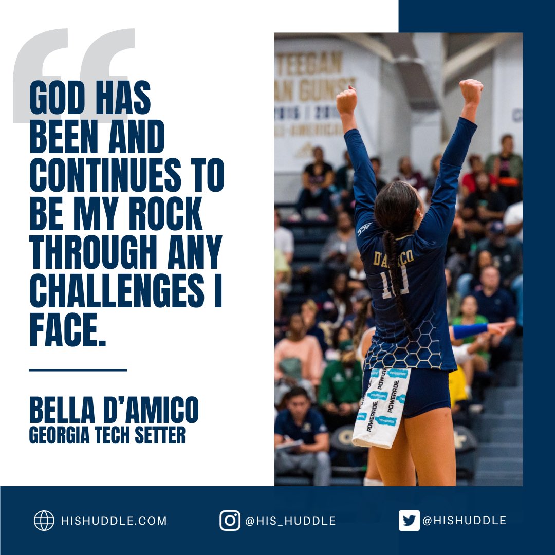 Georgia Tech setter Bella D'Amico has emerged as the cornerstone of the Yellow Jackets team with an identity that goes beyond the scoreboard. Read as Bella shares about the role of faith in her life and how she hopes to inspire others at the link below! hishuddle.com/2023/10/31/bel…