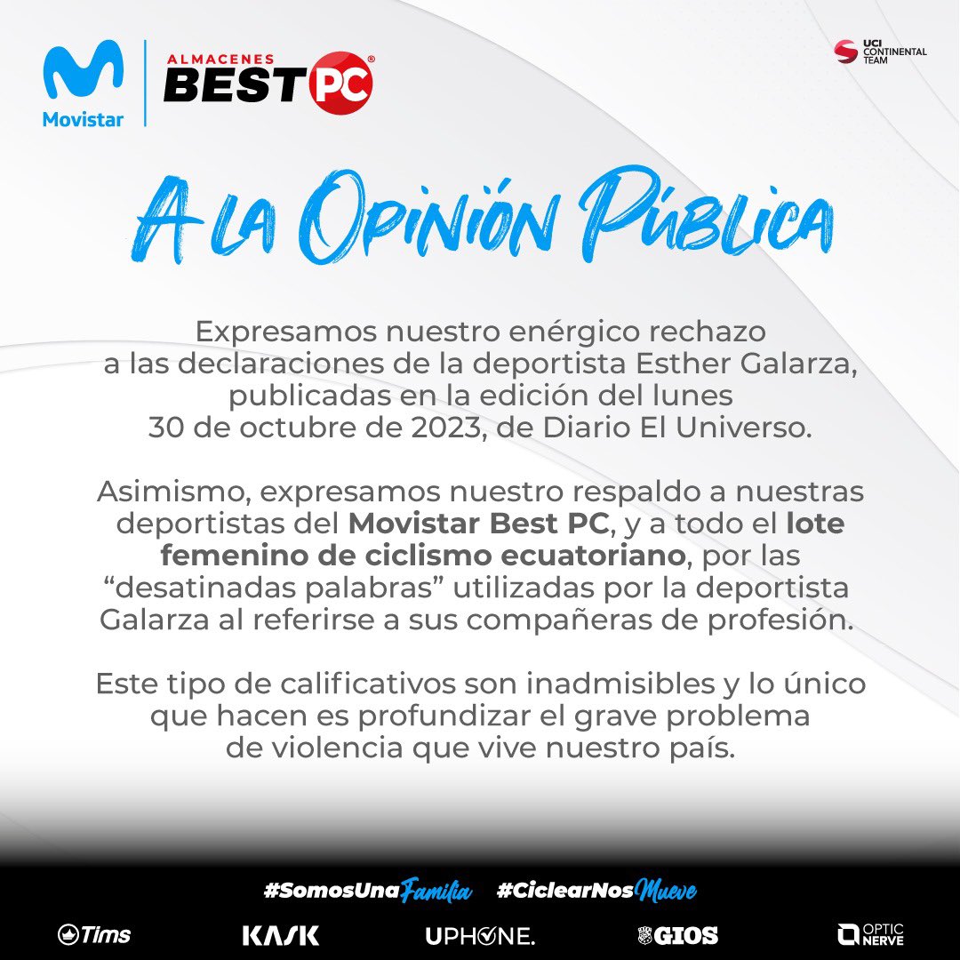 Comunicado a la opinión pública.-

<a href="/FedeCiclismoEcu/">Federación Ecuatoriana de Ciclismo</a>