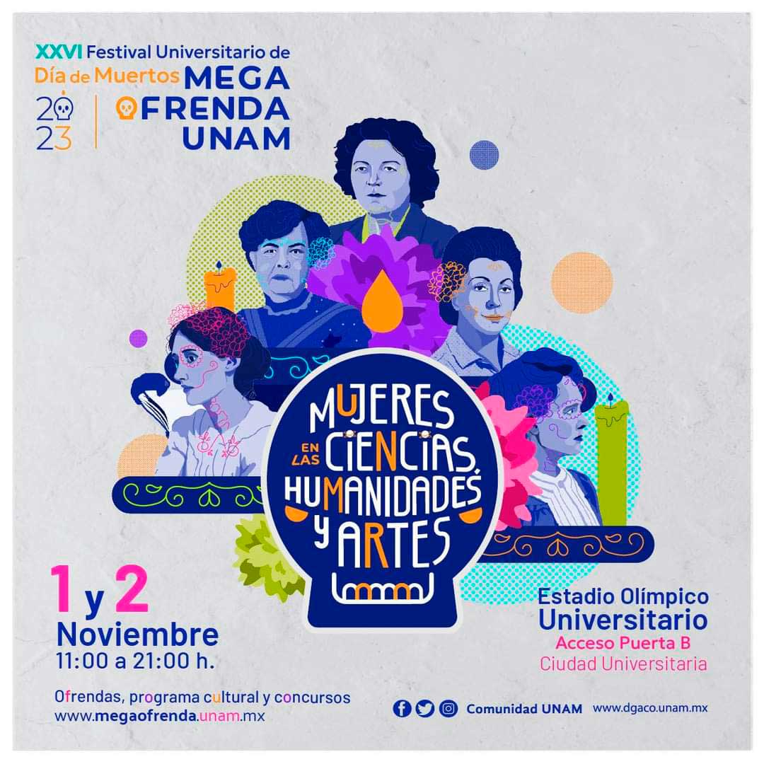 Mañana comienza la #MegaOfrendaUNAM 2023 💀 en el #EOU, donde se rendirá un homenaje a las mujeres que han dejado huella en las ciencias, las humanidades y las artes > bit.ly/3tKpTvh
