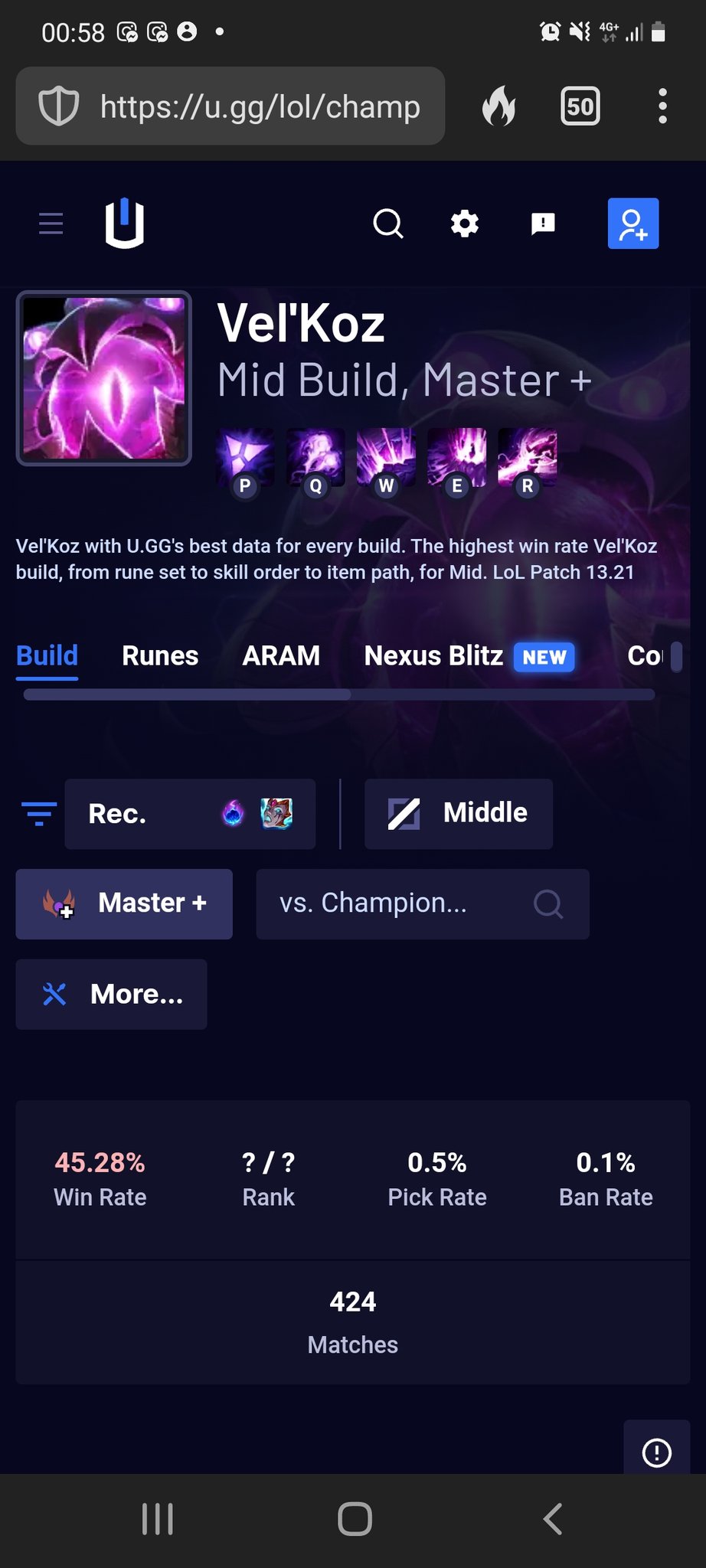 Azer Dugalić on X: @RiotPhroxzon Fix pls, 45% win rate on a champ without  crazy risk potential is absurd. There is only so much you can mess up on  Vel'Koz, that's why