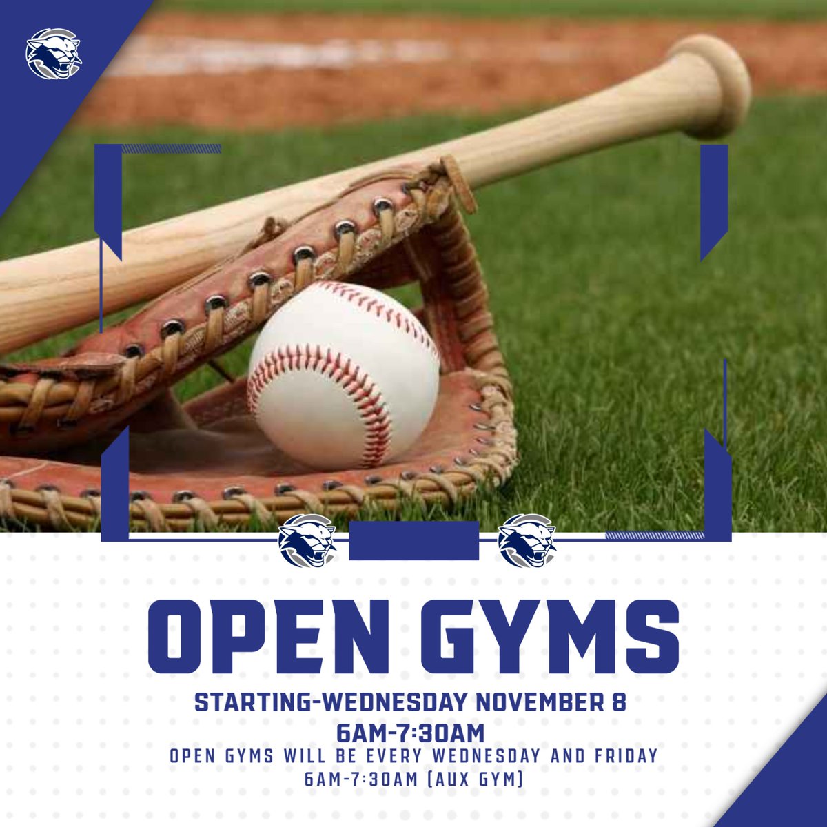 Open gyms will begin for anyone who is interested in playing baseball this spring for Clinton Junior/Senior High School! Our first open gym will begin on November 8, 2023 from 6:00am - 7:30am in the Aux Gym at CJSH!