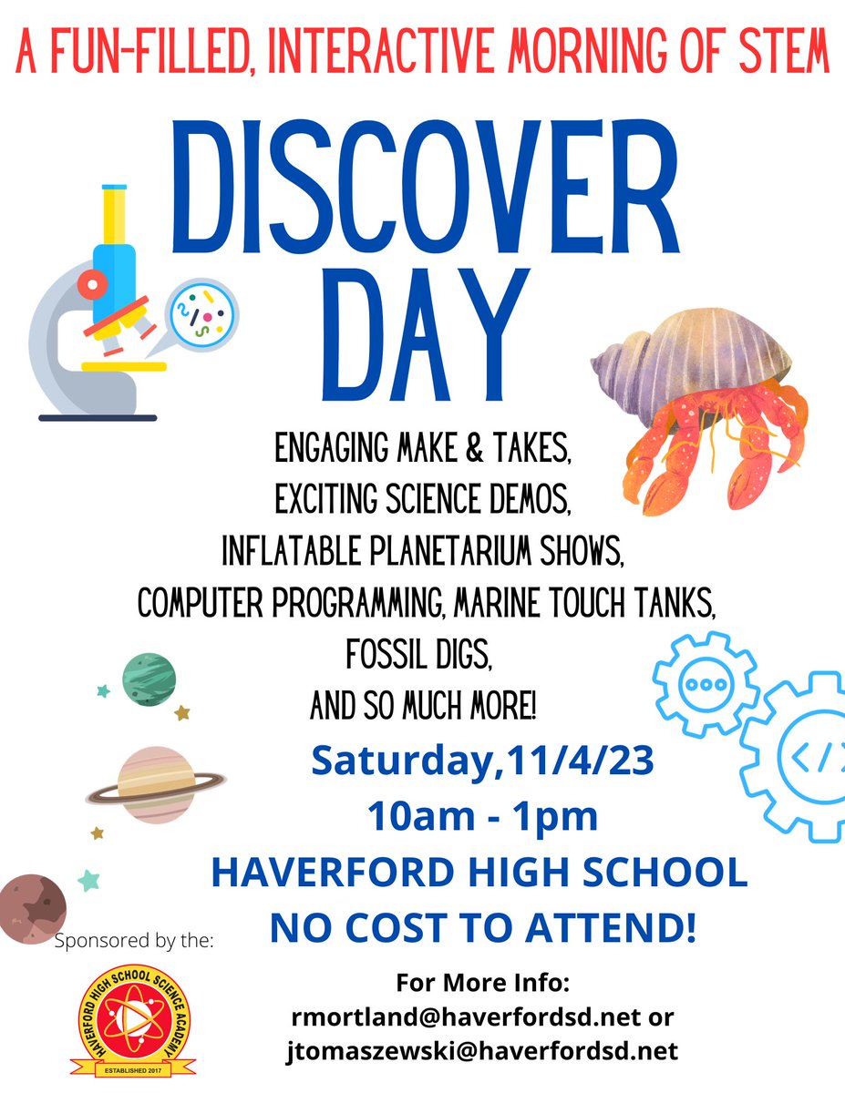 Join us this Saturday from 10-1! Over 30 experiences for your kids to explore! All the fun you've enjoyed in the past plus many new science-filled rooms there is something for everyone. <a href="/Manoa_ES/">Manoa Elementary</a> <a href="/Lynnewood_ES/">Lynnewood Elementary</a> <a href="/Chestnutwold_ES/">Chestnutwold_ES</a> <a href="/Coopertown_ES/">Coopertown ES</a> <a href="/ChathamPark_ES/">ChathamPark_ES</a>