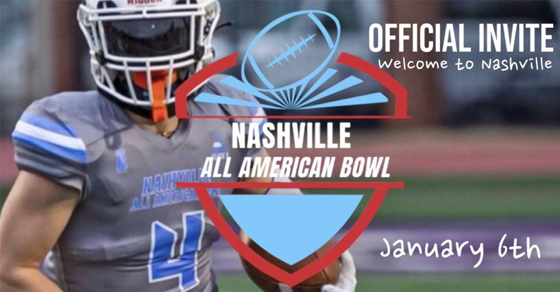 Blessed to receive an invitation to the Nashville All American Bowl! @NashvilleAABowl @JOvertonFball @CoachBroome_7