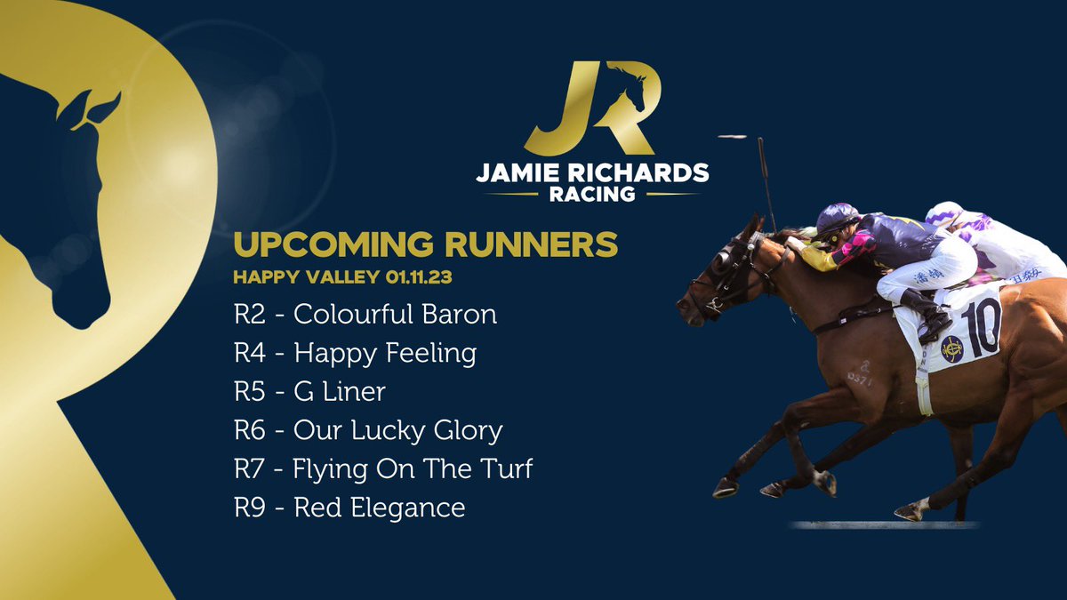 We have a strong team of six off to <a href="/HKJC_Racing/">HKJC Racing</a> Happy Valley tonight 🏇

 Best of luck to all connections🍀