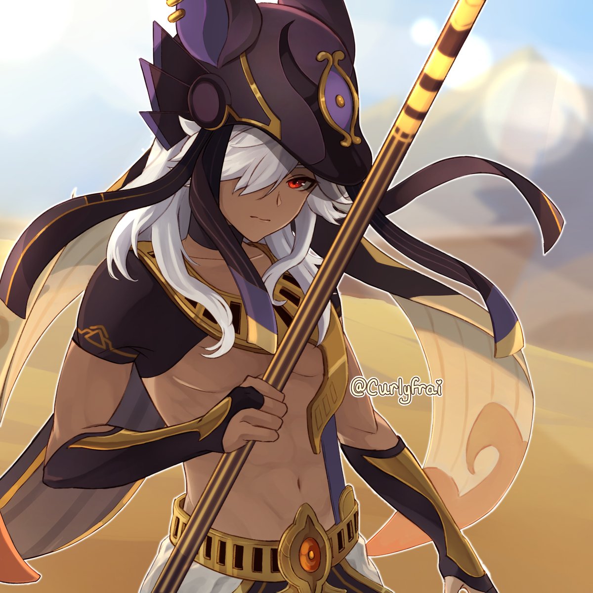 Curlyfrai's tweet photo. The General Mahamatra Cyno⚡️💜
#cyno #GenshinImpact https://t.co/rfOcD3uwEz