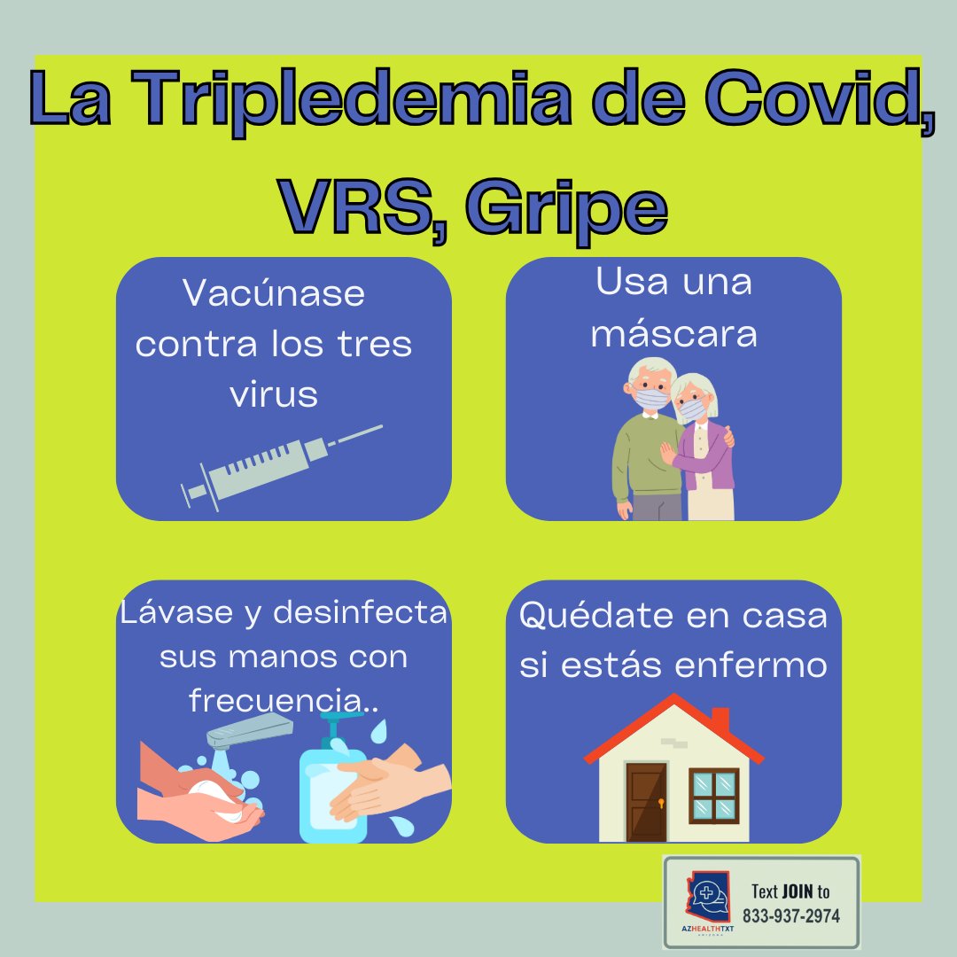 Covid, RSV, and Flu 🦠

COVID, VSR, y Gripe 🦠
#Arizona #arizonalife #arizonahealth #covid #FluSeason #RSVSeason