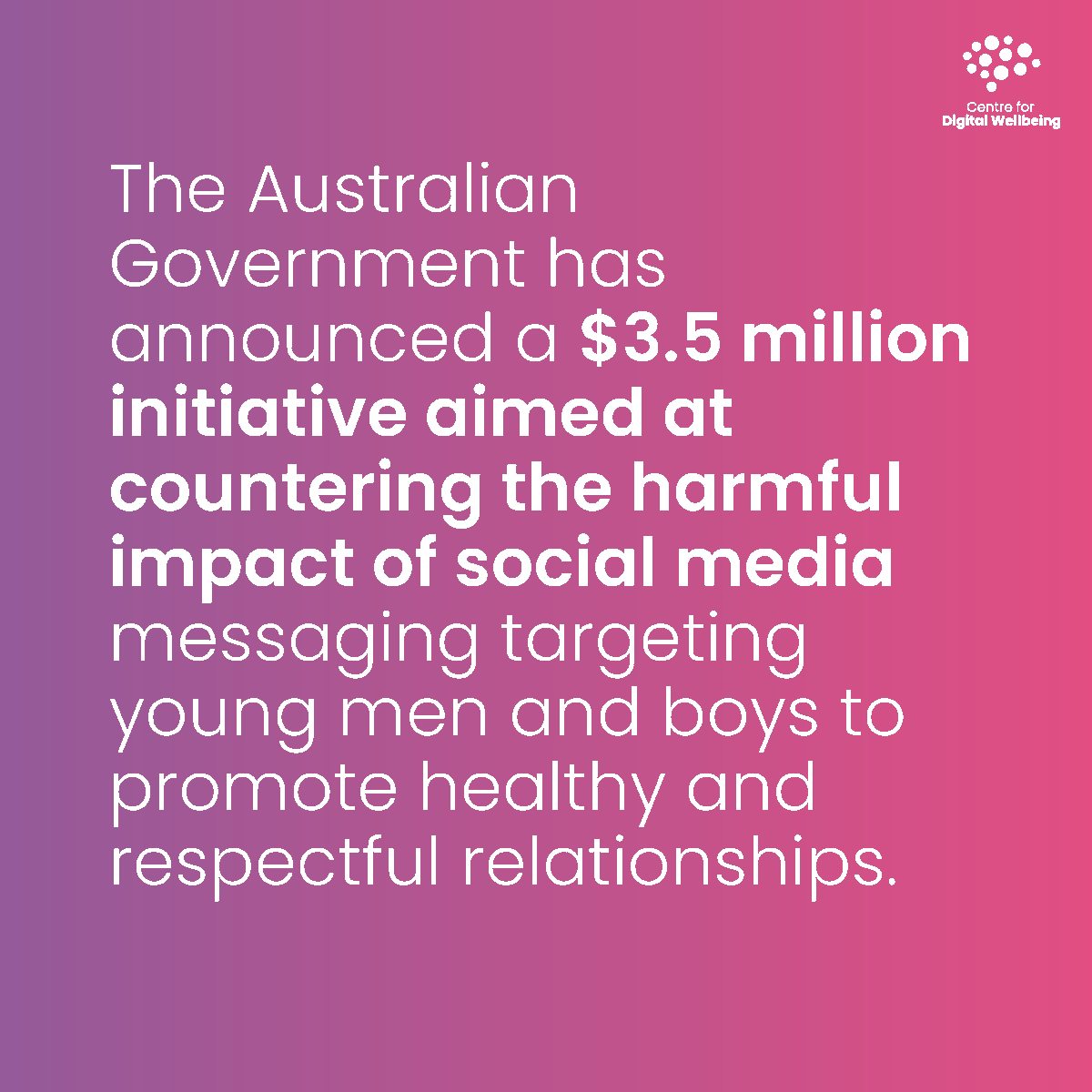 C4DWellbeing's tweet photo. The Abanese Labor Government invests $3.5 million to combat harmful gender stereotypes online, combating the impact of toxic masculinity on young men. We stand with this initiative. Read: https://t.co/zYYlDhLDoQ #DigitalWellbeing #ToxicMasculinity #WomensSafety #OnlineSaftey https://t.co/lKd1qi2bkx