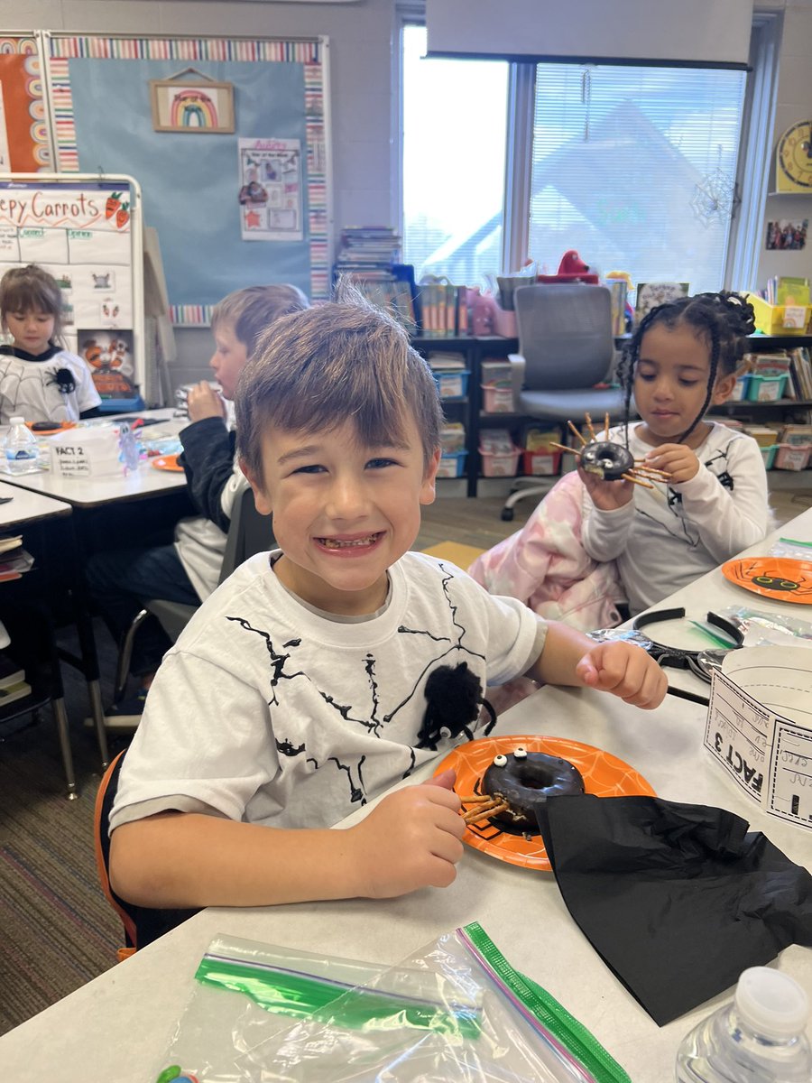 SH1stGrade's tweet photo. Having some First Grade  fun celebrating all that we learned about 🕷️ spiders. Happy Spider Day! @SlateHillStars #itsworthit https://t.co/XSv1fk2iuB