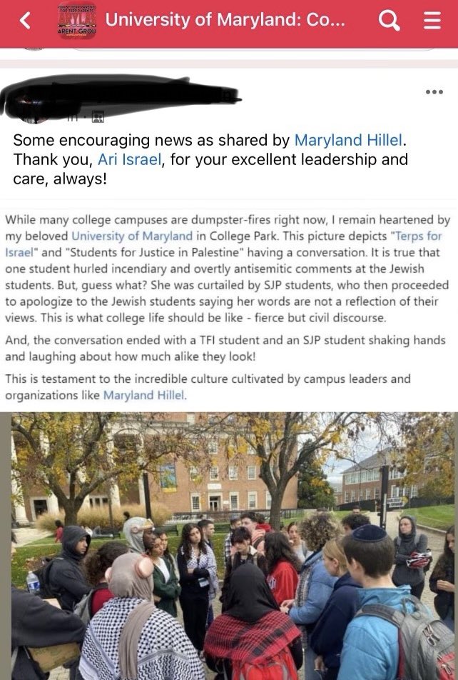 davidjgoldstein's tweet photo. @SRuhle Hi / with all of the colleges recently encouraging antisemitism, it was nice to see that Univ of MD handled it in a peaceful way … You should mention something nice in your show tonight - https://t.co/cEbmf7m0dc