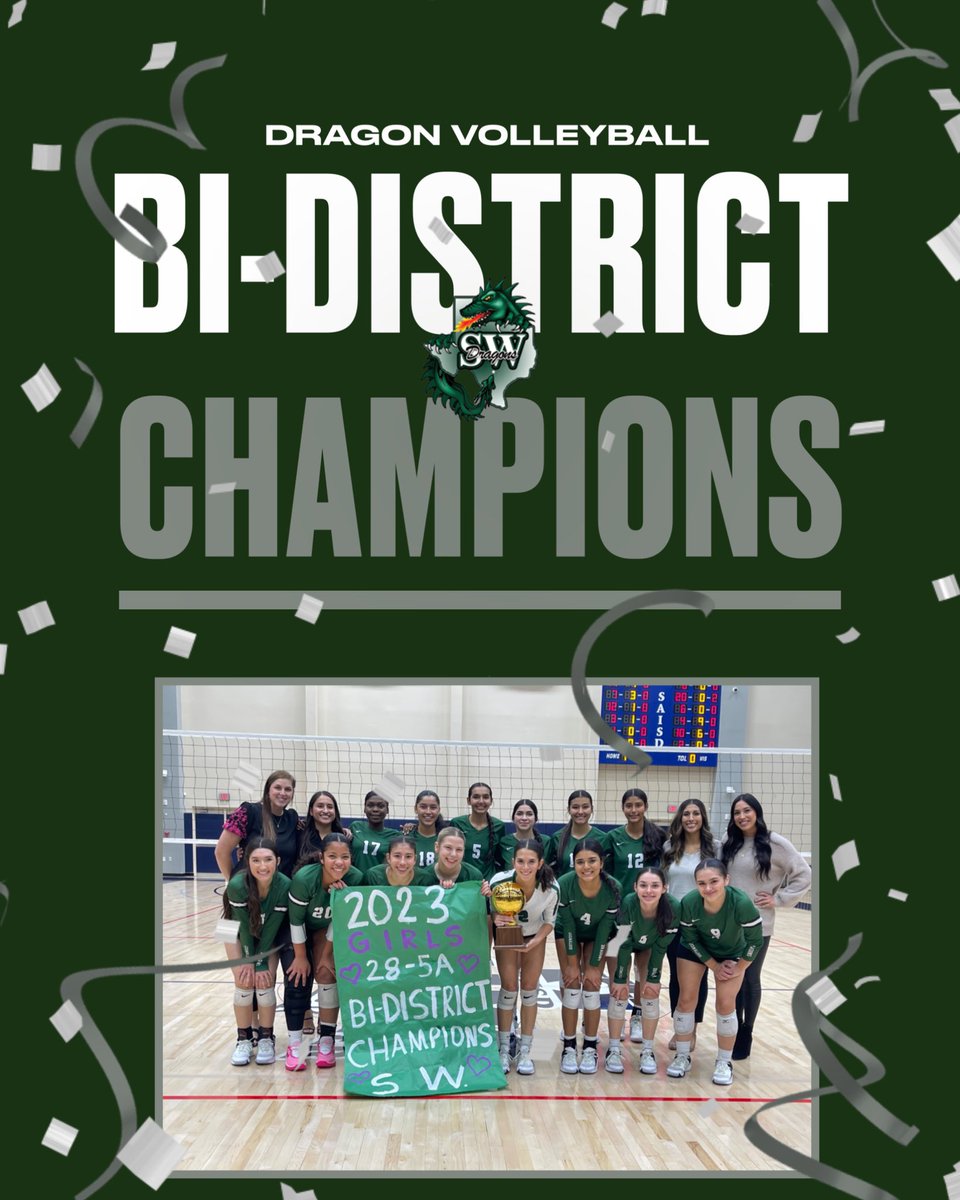 swisd_swhsvb's tweet image. BI-DISTRICT CHAMPIONS! Dragon Volleyball sweeps the Edison Bears in three sets! Way to work! #Grit #DragonVB