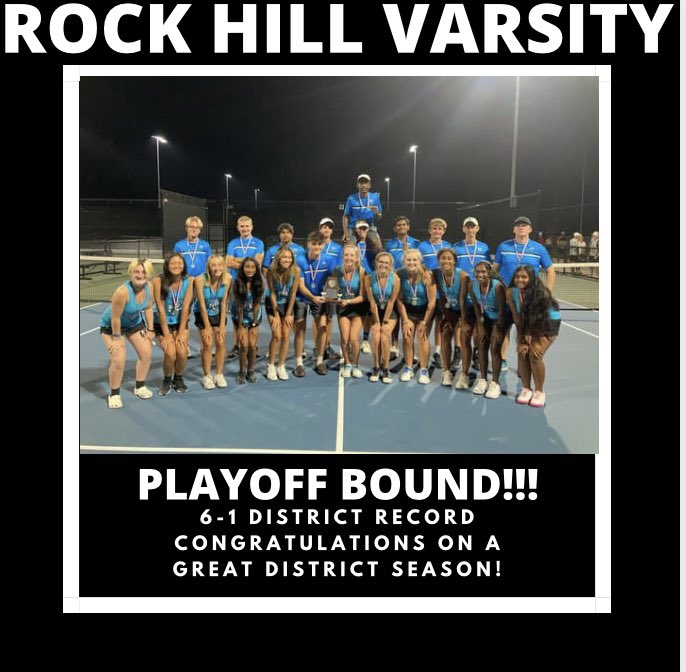 RockHillTennis1's tweet image. Congratulations to the District 10-5A Varsity Team Tennis Runner-Up! We are so proud of the way the team battled this season! #PlayoffBound 
@PISD_Athletics @RockHillHS @RockHillMedia