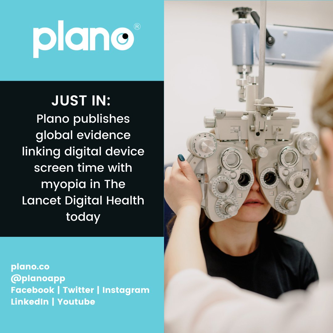 JUST IN: Plano leads the latest study on #screentime and #myopia published in <a href="/LancetDigitalH/">The Lancet Digital Health</a>.
The study is based on global research linking device screen time to the risk of developing myopia in children.
Read the full study here: bit.ly/lancetplano