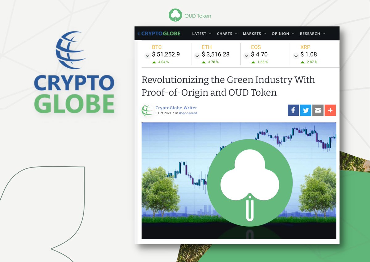 OudToken's tweet photo. Thank you Crypto Globe for the article. At OUD, we provide not just a crypto project but a mission to a greener environment.
To read more of our upcoming plans, visit https://t.co/1sXlYytP7n
For more info on OUD Token, visit https://t.co/tXkqVq8kKB
#OUDToken #greencrypto https://t.co/1Cqe0dugQE