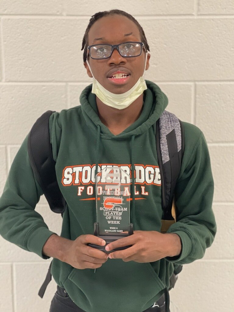 Players of the game for the SHS vs Woodland Game. Please congratulate these young men on all of their hard work 
Offense- Amare "Bubba" Grayson 
Defense-Leon Thomas 
Special Teams-Alvin Houston 
Scout Team- Donnell Rochelle 
<a href="/SHSTigers4real/">Stockbridge Tiger Athletics</a> @shs_strengthh <a href="/SHS_HCS/">Stockbridge HS (GA)</a> <a href="/eduWatsonEric/">Dr. Eric Watson</a>