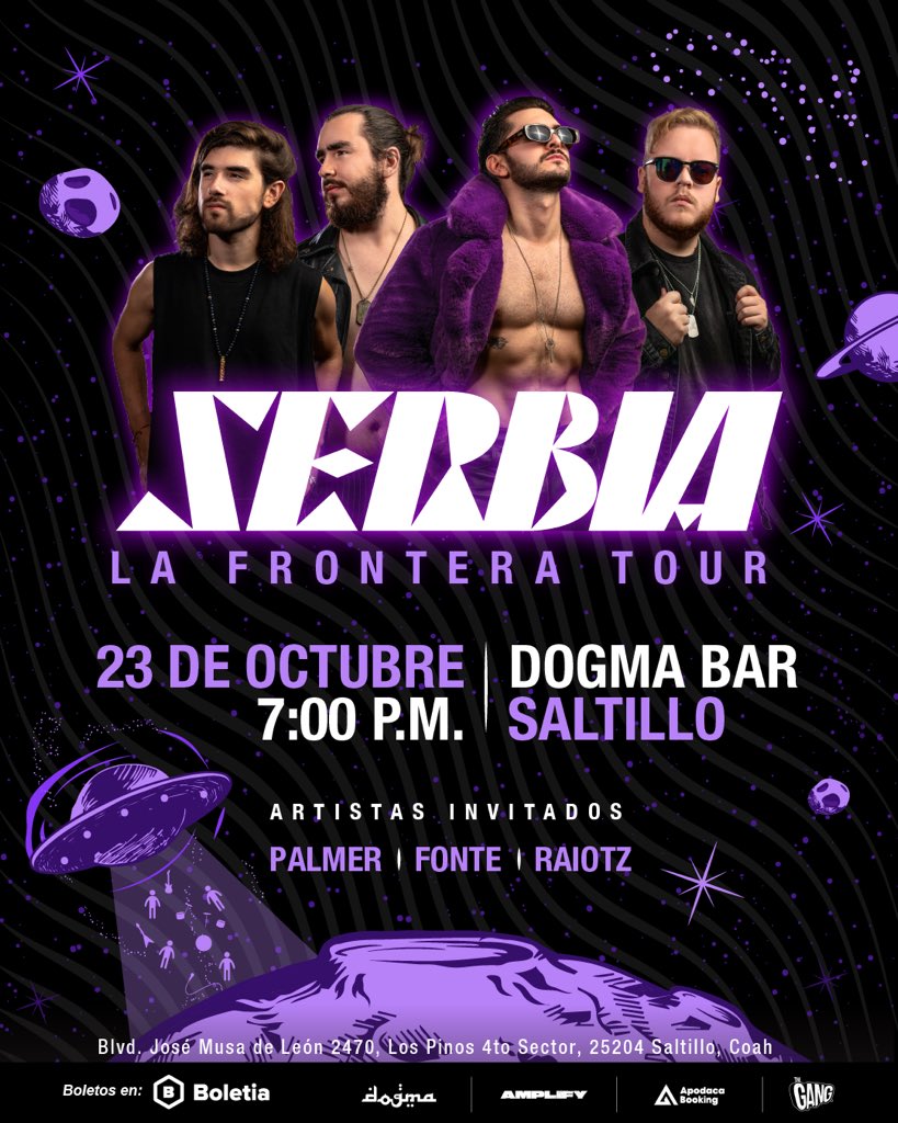 Fantasmas de Saltillo y Torreón, ¿están listos? ¡Vamos festejar que regresamos a las giras como se debe! 🤘🏼👻
Torreón (Boletos): serbia-en-torreon.boletia.com
Saltillo (Boletos): serbia-en-dogma.boletia.com