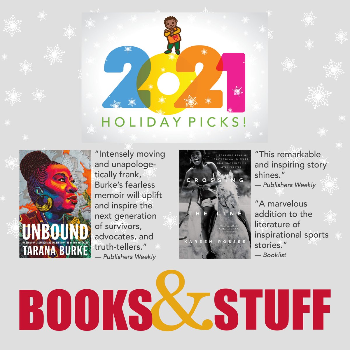 4LWBandS's tweet photo. Check out Books &amp; Stuff 2021 Holiday Picks!
@DebWNJ @BenIsAGreatGuy @HaywardMstq1978  
@read_2succeed @PWKidsBookshelf @Blackkidsswim 
@HomeSchoolCheck @DrNatStrand @blackparentsfor 
@100blackparents @wspiv001 @blackparentsnet @BlackGirlNerds @BlkNrdProblems @TheNerdsofColor https://t.co/UY83aPj5cA