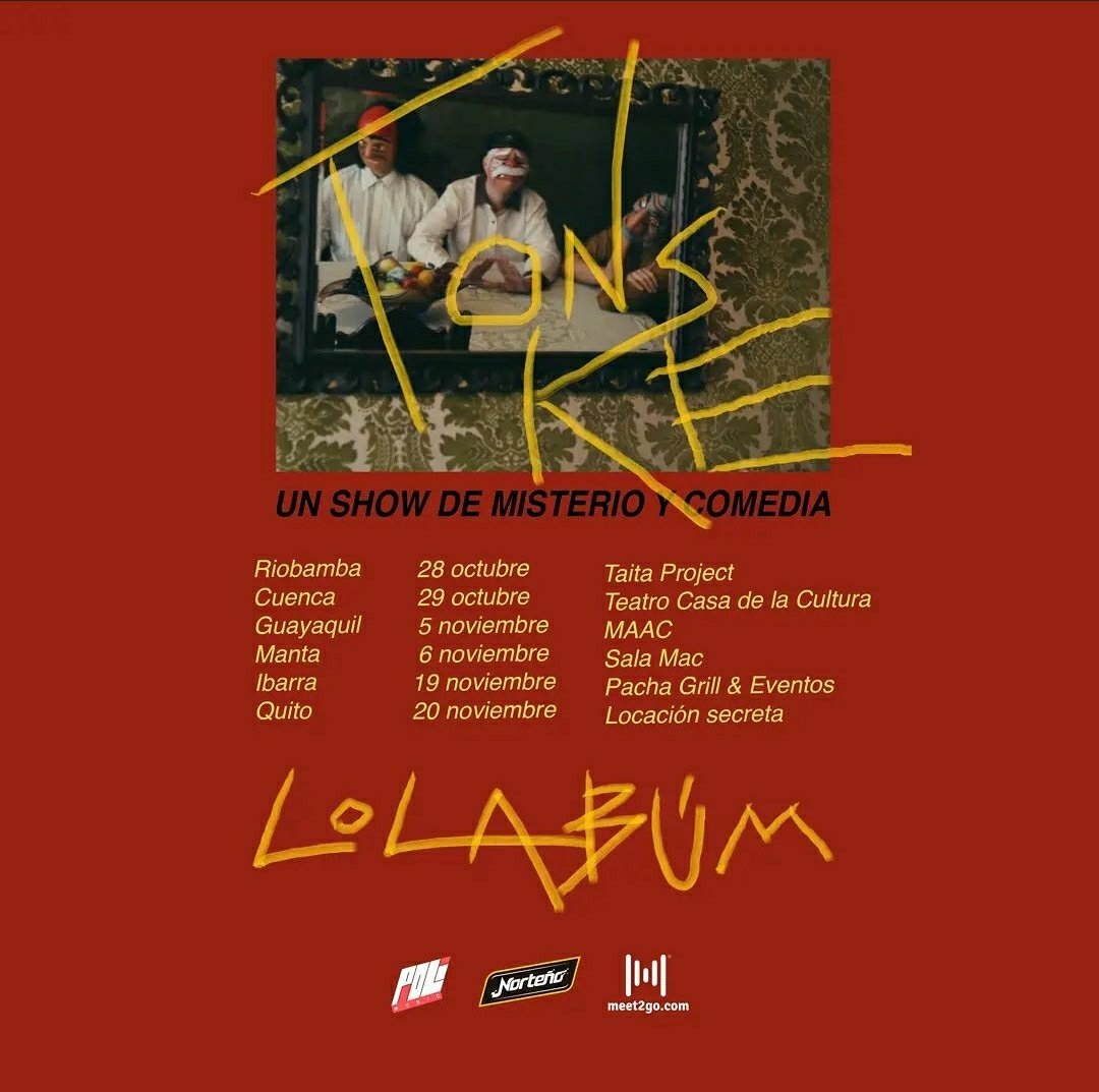 MiletoEc's tweet photo. Se viene la gira de @Lolabumbanda
Tickets en @meet2go
#Riobamba 28/09 https://t.co/0L0ffMon8b
#Cuenca 29/09 https://t.co/CsHQNdia0s
#GYE 05/11 https://t.co/y8nHdEmbLh
#Manta 06/11 https://t.co/oDh3fADMCA
#Ibarra 19/11 https://t.co/ZTg1r0lfRI
#UIO 20/09 https://t.co/8eCR4wVb5K https://t.co/CIFesgO6nu