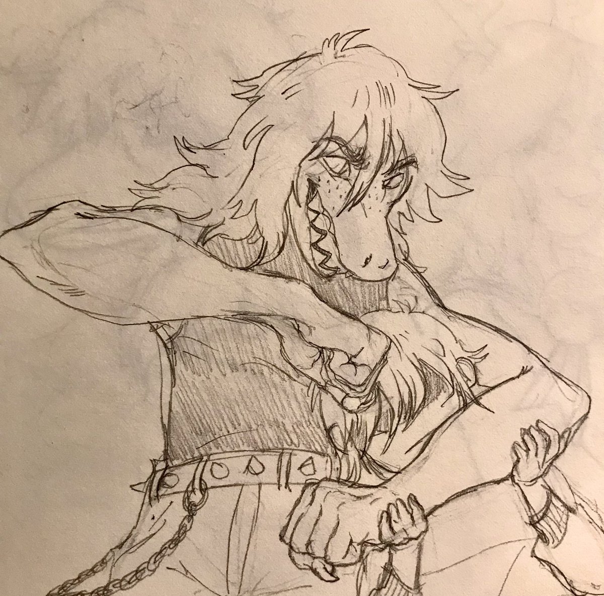 Autiwara's tweet photo. The way I draw Susie waries from day to day apparently… Gonna make this digital but here’s a sneakpeak #DELTARUNE #DeltaruneChapter2 #DeltaruneFanart #susiedeltarune #Krisdeltarune https://t.co/wzRBbGC3SZ