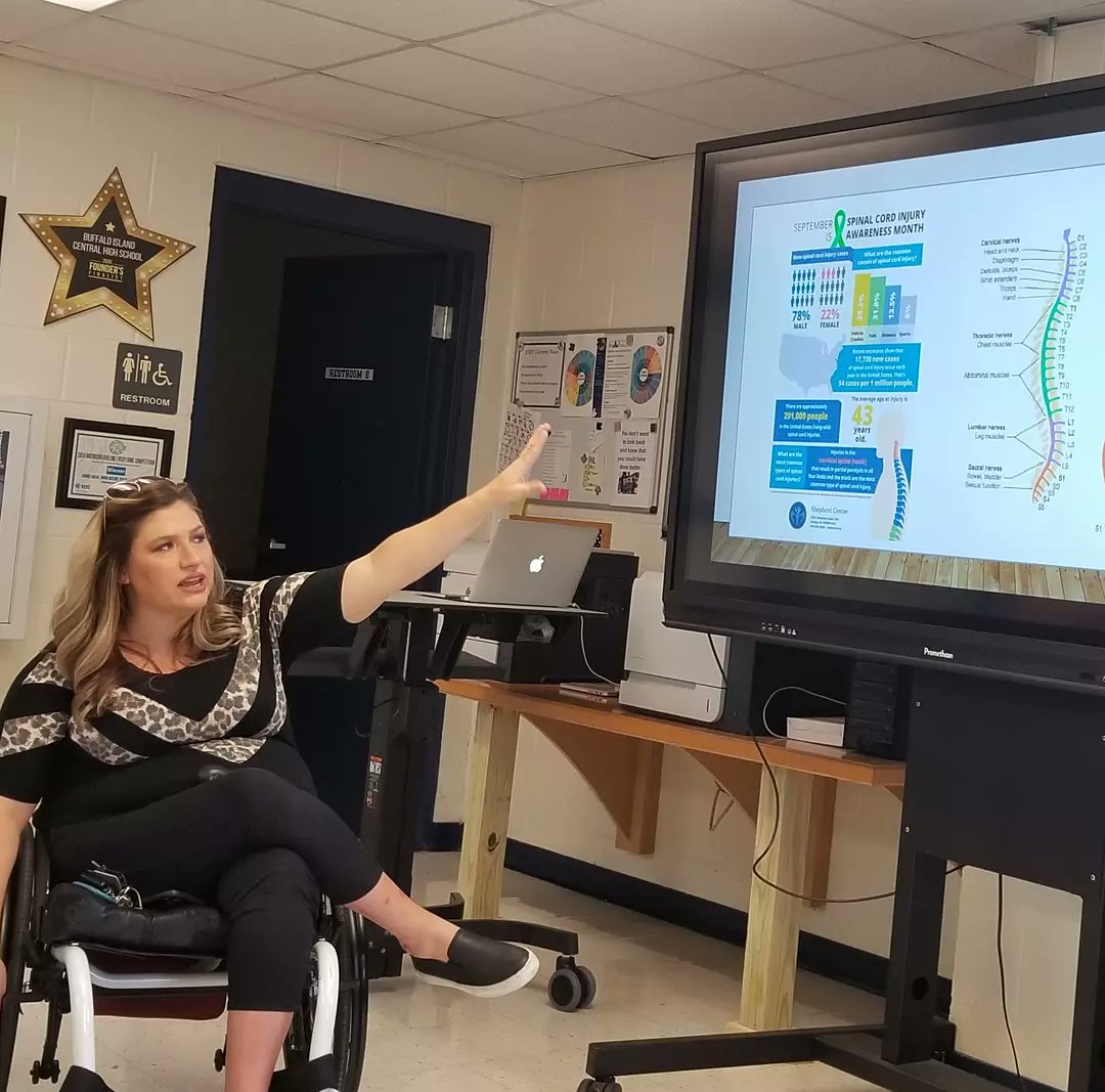 BIC_EAST's tweet photo. Mrs. Audrey Williams, Ms. Arkansas Wheelchair, spoke to our EAST students about awareness of environmental/attitudinal barriers. We can't wait to see our project ideas become a reality! https://t.co/W6atHnb53C