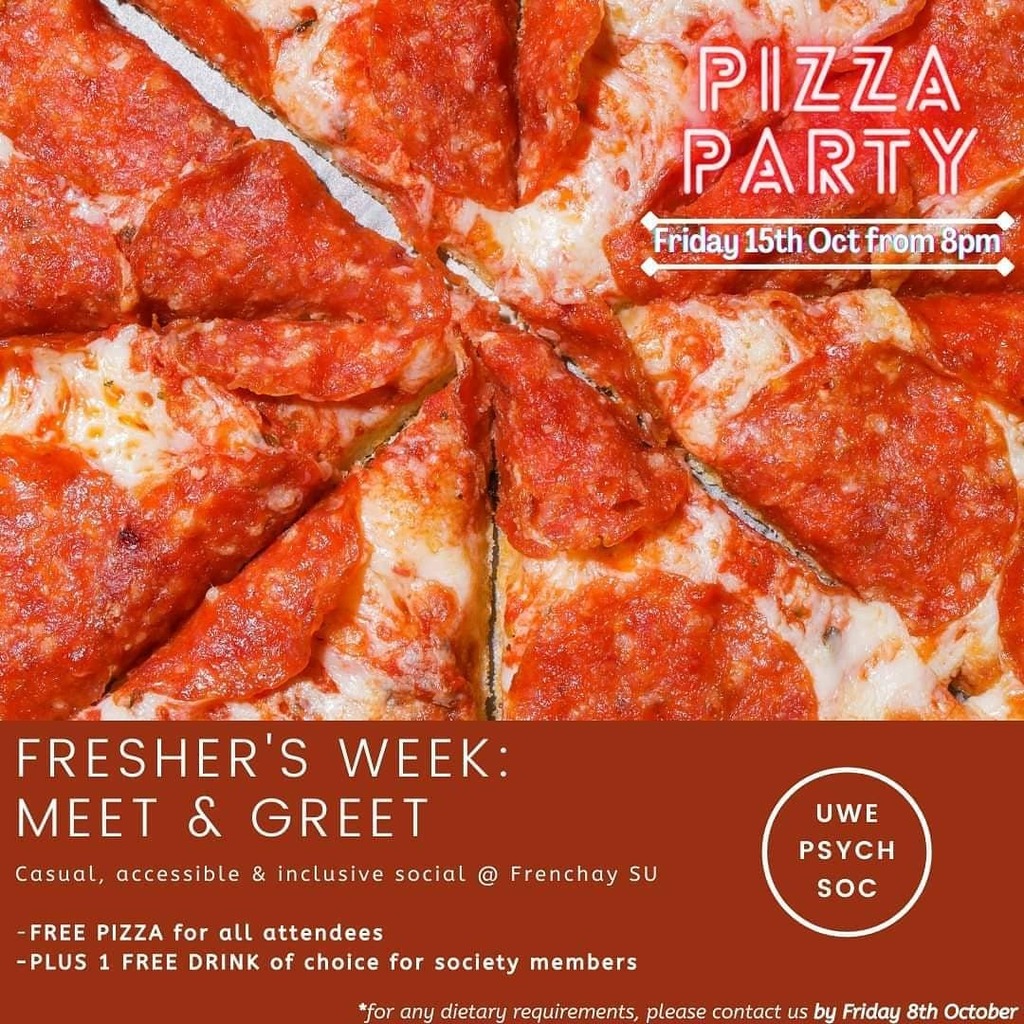 ❣SOCIAL ALERT❣

Our Meet &amp; Greet event is open to all (freshers &amp; not-so-freshers) with free entry and will be held on FRIDAY 15TH OCTOBER from 8pm @ Frenchay Campus SU

Come for pres, a casual bit of socialising or even just for the food and drinks... Did we mention the FRE…