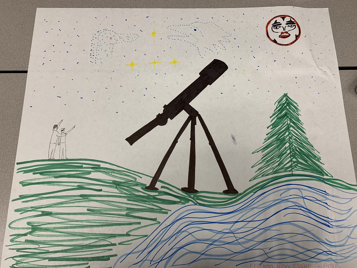 AMollenhauer_'s tweet photo. Our group drew a telescope to represent the similarities and differences between Western and Indigenous knowledge in @bradleyrbaker class! #UBCBEd2022 #IBPYP https://t.co/JVZN5ypyx2