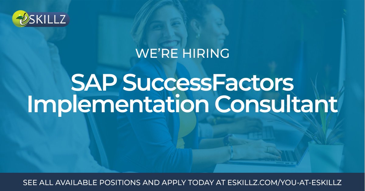 We are currently seeking candidates to fill a 
SAP SuccessFactors Implementation Consultant position. This position is a virtual home position with occasional client onsite meetings. Learn more here: eskillz.com/you-at-eskillz…. APPLY TODAY!