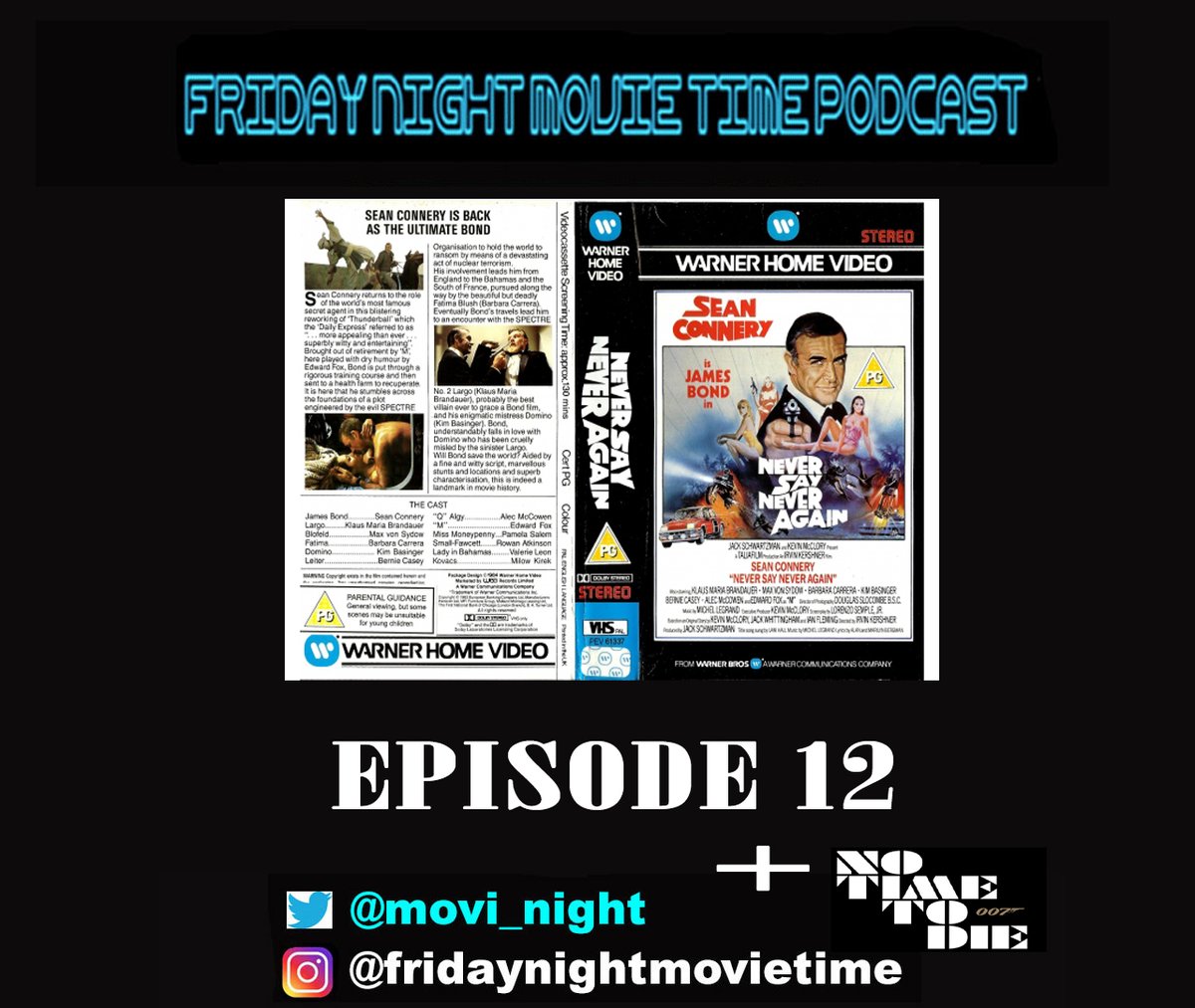 Episode 12 Never Say Never Again + No Time To Die
Discussing two guys playing 007 in their 50s after a long absence, nearly 4 decades apart. Download it via <a href="/anchor/">Jackie Westrick</a> <a href="/ApplePodcasts/">Apple Podcasts</a> <a href="/Spotify/">Spotify</a> <a href="/Castbox_fm/">Castbox</a> and elsewhere now.