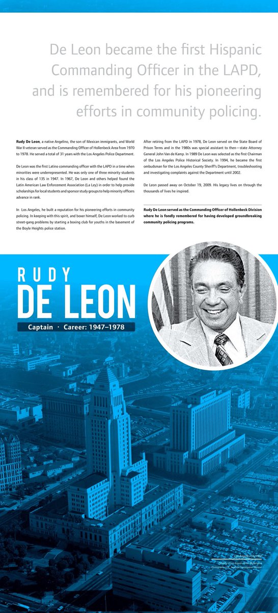 In honor of Hispanic Heritage Month we recognize Rudy De Leon, who joined the LAPD in 1947, later became the first Hispanic Commanding Officer in the LAPD, and is remembered for his pioneering efforts in community policing.
