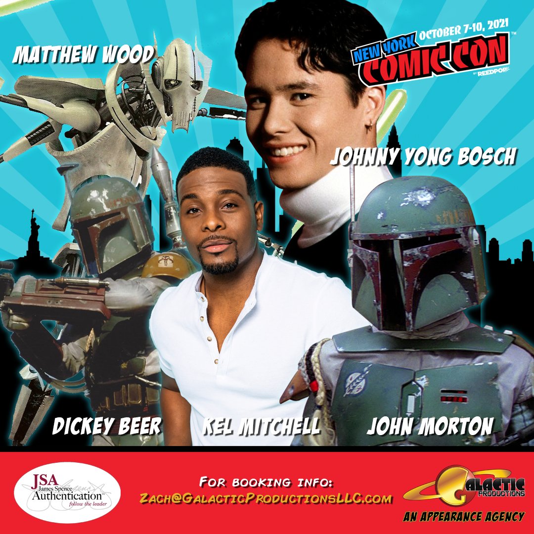 GalacticProds's tweet photo. New York, NY - @NY_Comic_Con is this weekend! Meet @johnnyyongbosch &amp; @matthewood in Hall 1E. Meet @dickeybeer, @Iamkelmitchell &amp; @tapcaf in booth #2949! ALSO- JSA will be authenticating in booth 2949. Thanks 2 @Explosm for loaning their booth out to @GalacticProds ! https://t.co/Q5v6RFk5bz