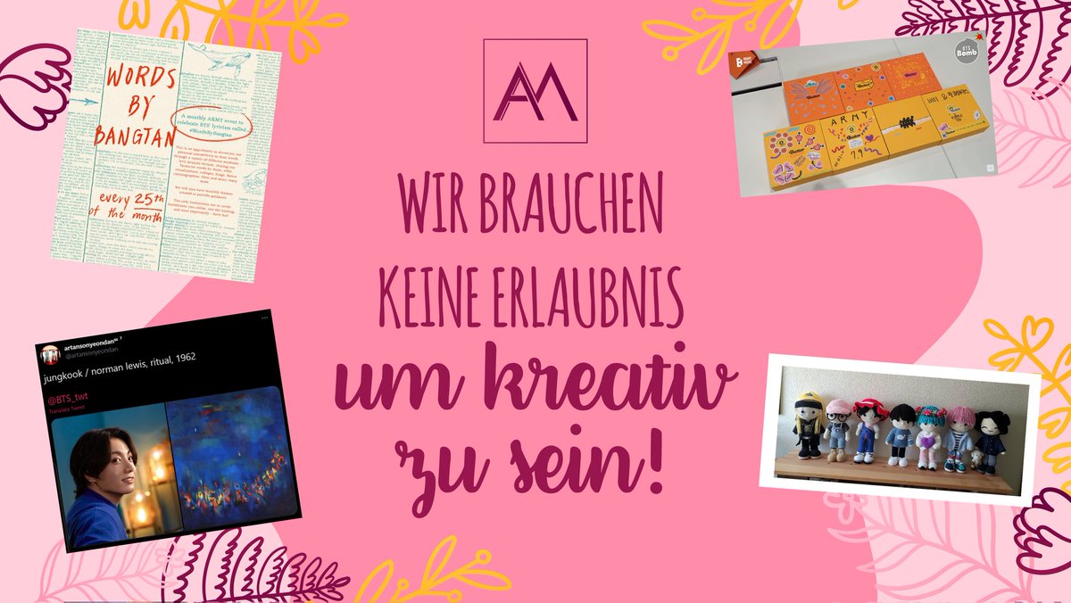 ARMYMAGofficial's tweet photo. WIR BRAUCHEN KEINE ERLAUBNIS, UM KREATIV ZU SEIN
Wenn es um @BTS_twt geht, übersteigt #BTSARMYs Kunst & Kreativität alle Medien!🎨
Findet etwas neue Inspiration in unserem #ARMYMagBlog - jetzt neu!👇
🔗 https://t.co/g7J3nPhwGD
#BTS
#ARMYMagGER
#ARMYGermany
@BangtanFundsGer https://t.co/Afawjdhm2J