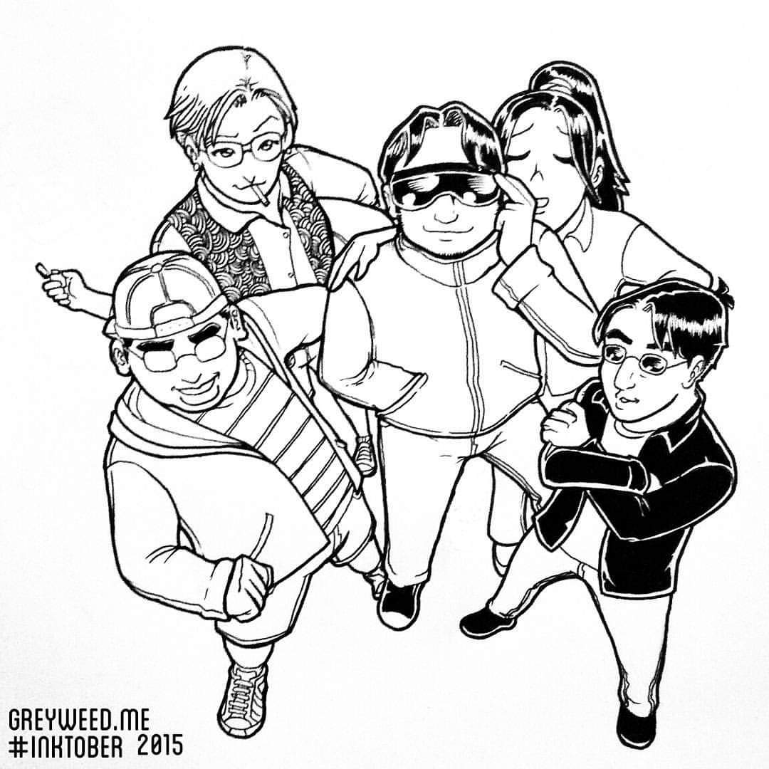 greyweed's tweet photo. #Inktober throwback (2015):
A #MythologyClass fan art that imagines a spinoff book featuring Gio, Sam, Rey, Lisa, and Misha.
#ArnoldArre #pen #ink #ArtPh #DesksideDoodles https://t.co/c7NnNobLcE