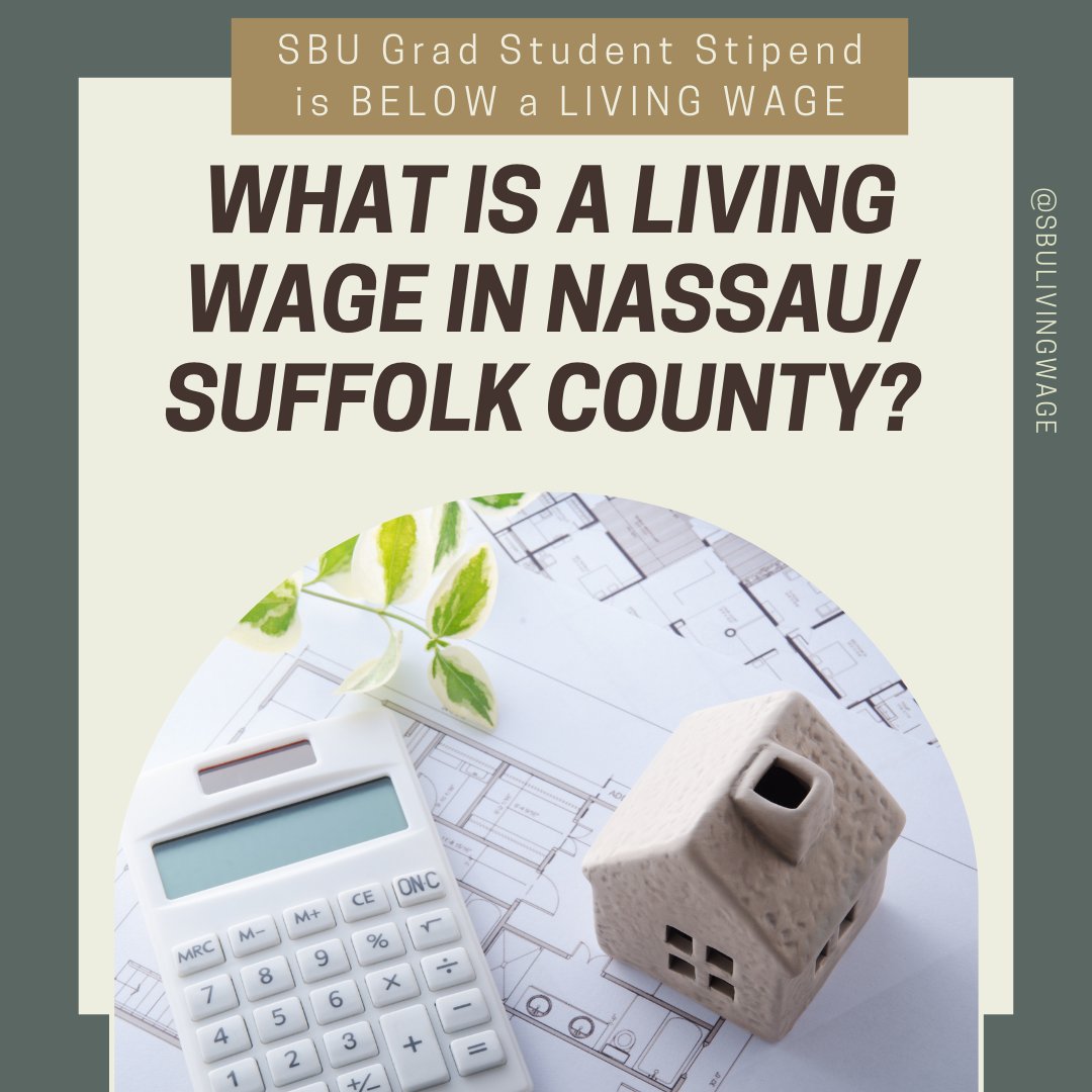 sbulivingwage's tweet photo. What is a living wage in Nassau/ Suffolk County? The Federal Housing and Urban Development Department defines an EXTREMELY LOW income as $27,300 for these counties, where many SBU grad students reside. @stonybrooku 's grad student stipend is $20,000. https://t.co/eTovtSIokj