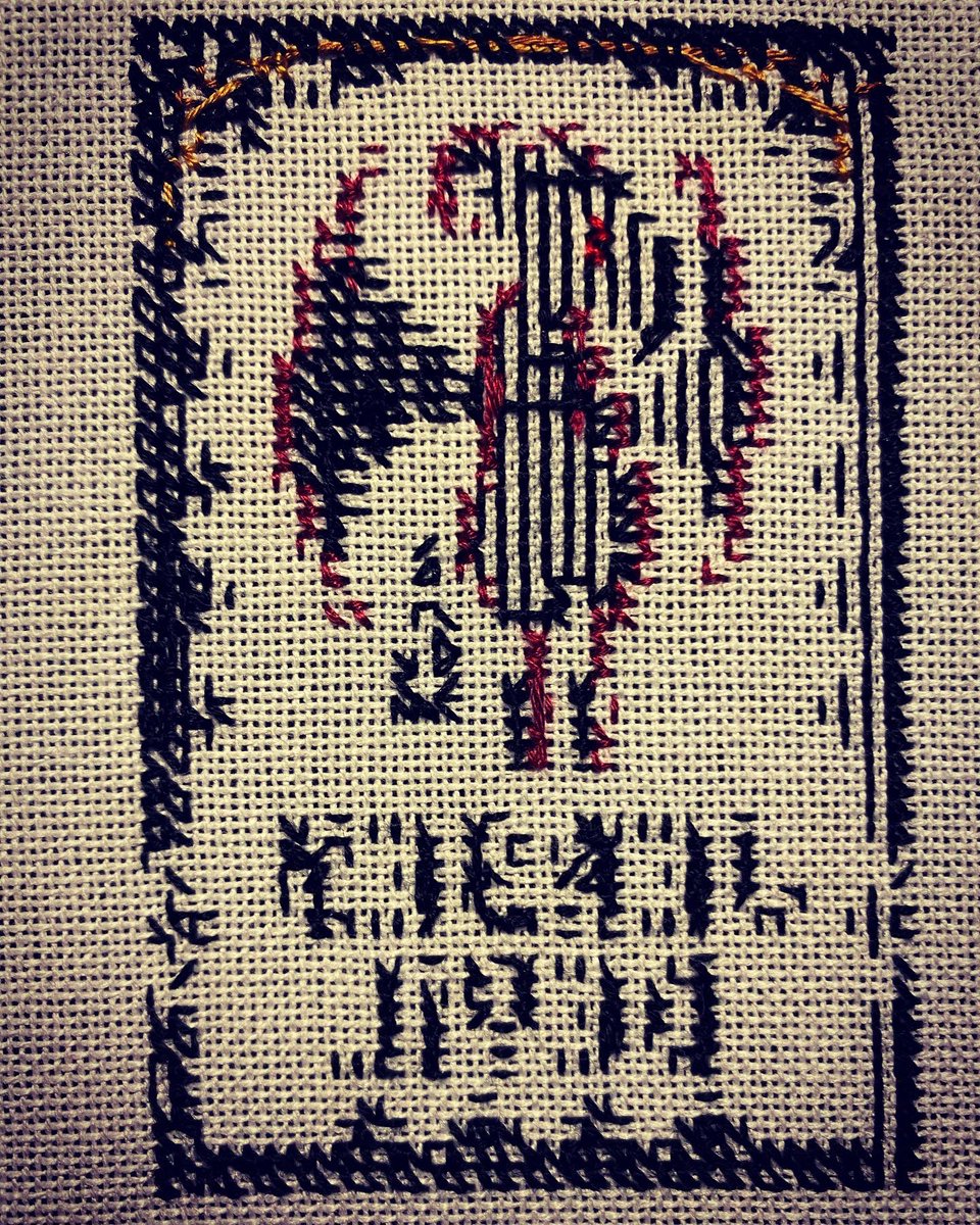 RoguexStitches's tweet photo. And the next #cryptid is up and it’s the #JerseyDevil he’s a cute little guy who is a little pudgy and I love him dearly.
#cryptidsal by The Witchy Stitcher
Fabric: 28ct Vanilla Latte from @bestitchme
#crossstitch https://t.co/mVzTerrSTw