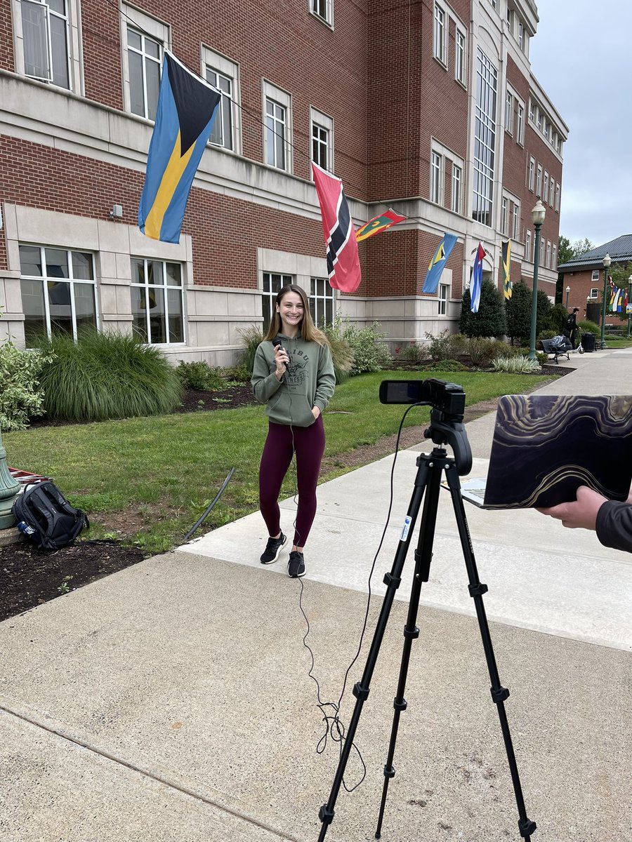mollyaingram's tweet photo. CCSU student Samantha Jones talking to students about where they get their news on #newsengagementday! #ccsujournalism #jrn340 https://t.co/BlvQ39KHqU