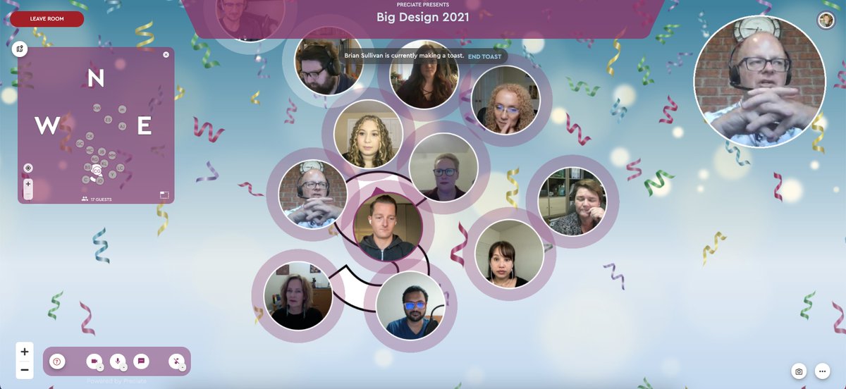carsoncgibbons's tweet photo. .@BrianKSullivan kicking things off at @BigDesign 2021 with a toast in @preciate_org 🎉 #bigdesign #bigdesign2021 #preciate #virtualevents https://t.co/eFZ24a81ke