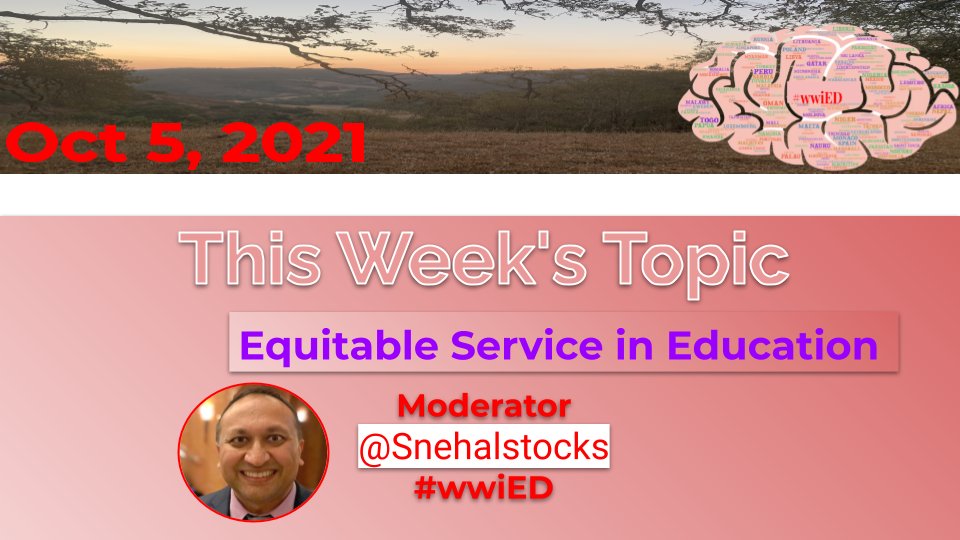 #wwiED I'm your guest moderator and tonight's topic is... Equitable Service in Education.