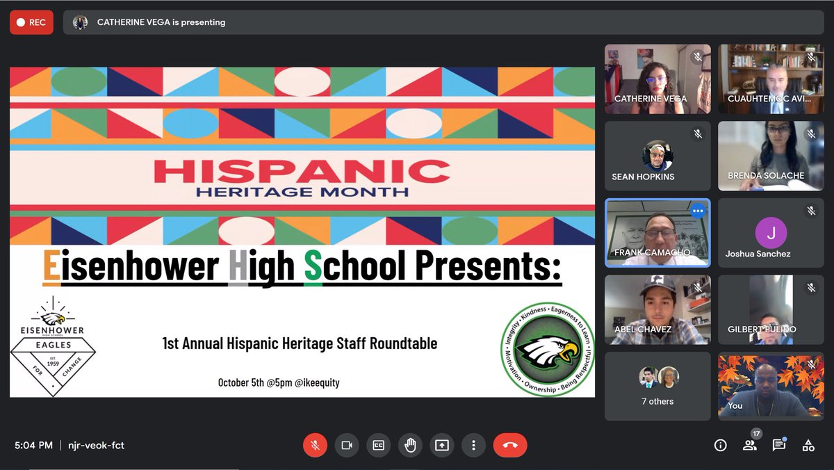 Happening now! Eisenhower’s Latino/a staff roundtable! <a href="/PrincipalCamac2/">Principal Camacho</a> <a href="/mobinfo_/">Eisenhower Eagles</a> <a href="/NalikDavis/">Nalik Davis jr Ed.D</a> <a href="/CatherineRVega/">Catherine Vega</a>