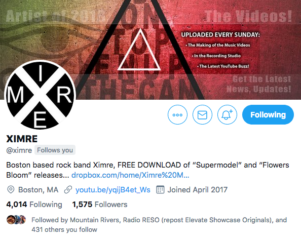 Ximre.com - See Their New YOUTUBE SHORTS!!! (@ximre) on Twitter photo Bands To Check Out On Twitter!
<a href="/ade_w17/">Ade Wilding 🎶 - "Lost For Words" Album Out Now.</a> <a href="/BlyssLv/">Blyss</a> @TheUnwriters <a href="/Yayopills1/">Yayopills</a> <a href="/RadicalRecover2/">Radical Recovery</a> <a href="/RODFRITZ/">Rod Fritz</a> <a href="/SofiaKatsaros/">Sofia Katsaros • Σοφία Κατσαρός</a> <a href="/leebokseong6/">Lee Bok Seong</a> @JRPMusicnLorde @BaninLouis @jamelihol <a href="/Robd1msn/">Rob-D</a> <a href="/fredbranziny/">Fred Branziny</a> <a href="/Unveil616/">Unveil - Dark rock band</a> <a href="/CodyWood_93/">Cody Wood</a> <a href="/ximre/">Ximre.com - See Their New YOUTUBE SHORTS!!!</a> <a href="/silvatheband/">Silva</a> Bands To Check Out On Twitter!
<a href="/ade_w17/">Ade Wilding 🎶 - "Lost For Words" Album Out Now.</a> <a href="/BlyssLv/">Blyss</a> @TheUnwriters <a href="/Yayopills1/">Yayopills</a> <a href="/RadicalRecover2/">Radical Recovery</a> <a href="/RODFRITZ/">Rod Fritz</a> <a href="/SofiaKatsaros/">Sofia Katsaros • Σοφία Κατσαρός</a> <a href="/leebokseong6/">Lee Bok Seong</a> @JRPMusicnLorde @BaninLouis @jamelihol <a href="/Robd1msn/">Rob-D</a> <a href="/fredbranziny/">Fred Branziny</a> <a href="/Unveil616/">Unveil - Dark rock band</a> <a href="/CodyWood_93/">Cody Wood</a> <a href="/ximre/">Ximre.com - See Their New YOUTUBE SHORTS!!!</a> <a href="/silvatheband/">Silva</a>
