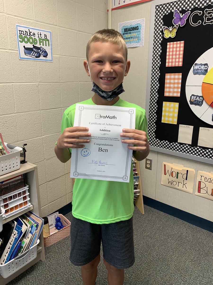 Burris2nd's tweet photo. Yet another Addition Fact Master today! Great work, Ben! #bulletpride #connectses https://t.co/McpCp3RIYR