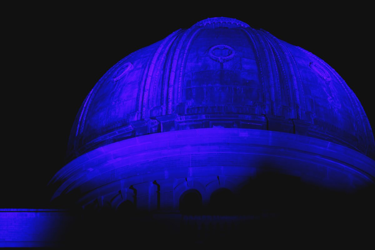 TAMU's tweet photo. Buildings around campus are lit up blue tonight in recognition of #WorldTeachersDay! Thank you, teachers! 👍 https://t.co/SjfGuBym3w https://t.co/kvwTRWF2Ns