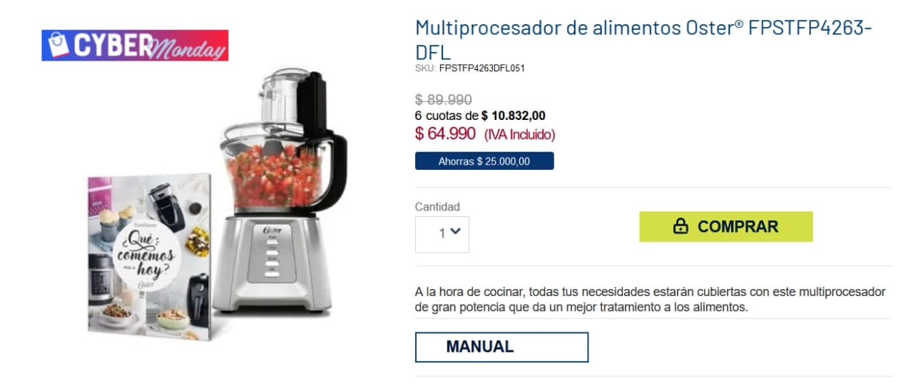 Procesador de alimentos oster 4263 sale
