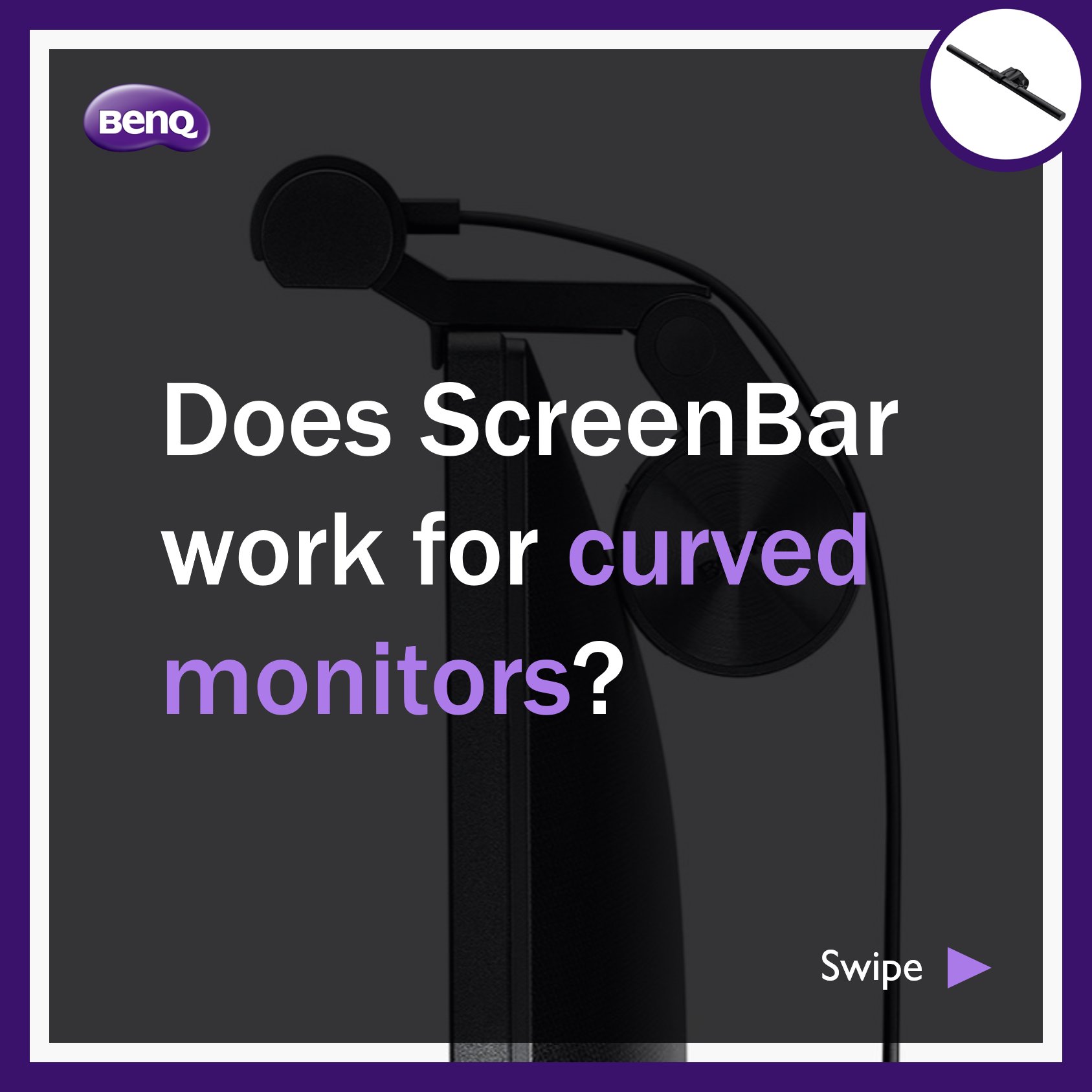 Benq Lighting Us If It Is A 1000r Curved Monitor We Do Not Recommend Installing Screenbar On It However If It Is A 1500r Or 1800r One Screenbar Should Work