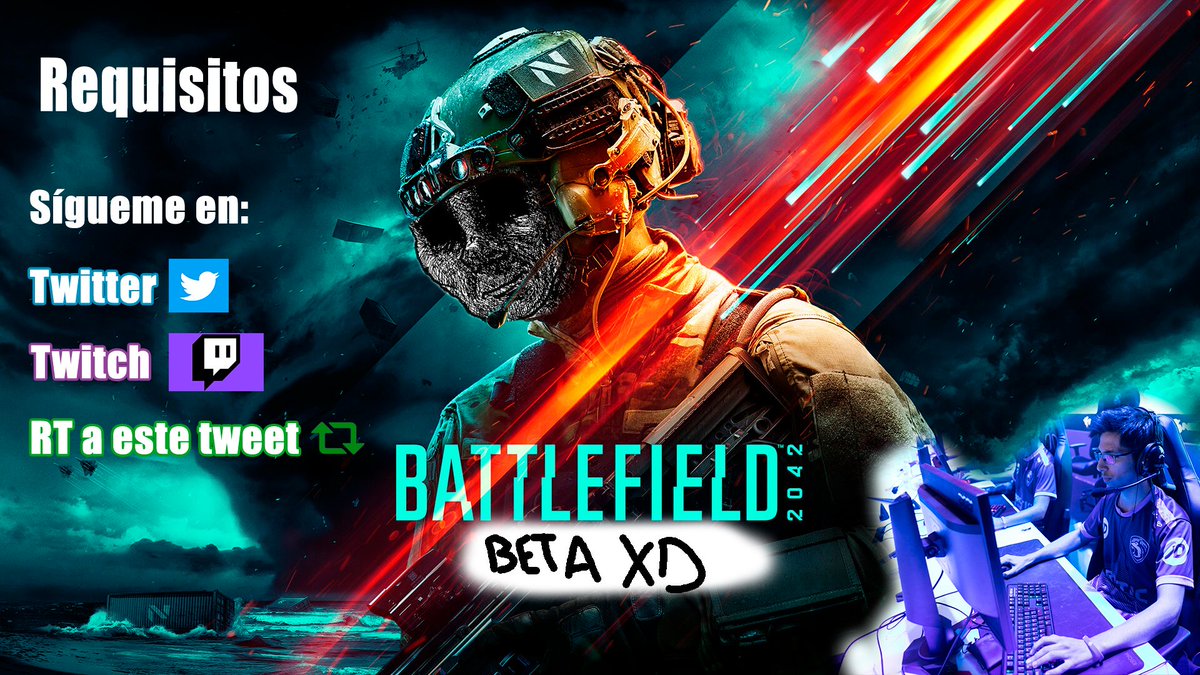 Sorteo una clave del acceso anticipado a la beta abierta de Battlefield 2042👀

Requisitos:
Seguidme en twitch y twitter✅
RT a este tweet 🔄

Activo hasta las 18:00 CET del día de hoy.

twitch.tv/wild_mike
twitch.tv/wild_mike