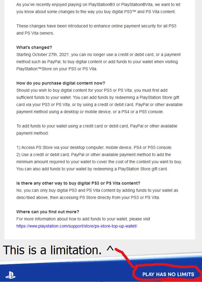 PS3, PS Vita No Longer Support Credit Cards, PayPal After October