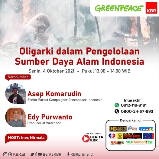 beritaKBR's tweet photo. Sesaat lagi!
Mengapa @GreenpeaceID memandang kerusakan lingkungan hidup,dampak menguatnya oligarki di Indonesia?
Apa hubungan kerusakan alam dan oligarki? Bgmn agar Indonesia keluar dari krisis lingkungan?
Kami obrolin ini di #ProgramKhususKBR
LIVE YT: https://t.co/BDnHlefYe5 https://t.co/ZTKrsypRCa