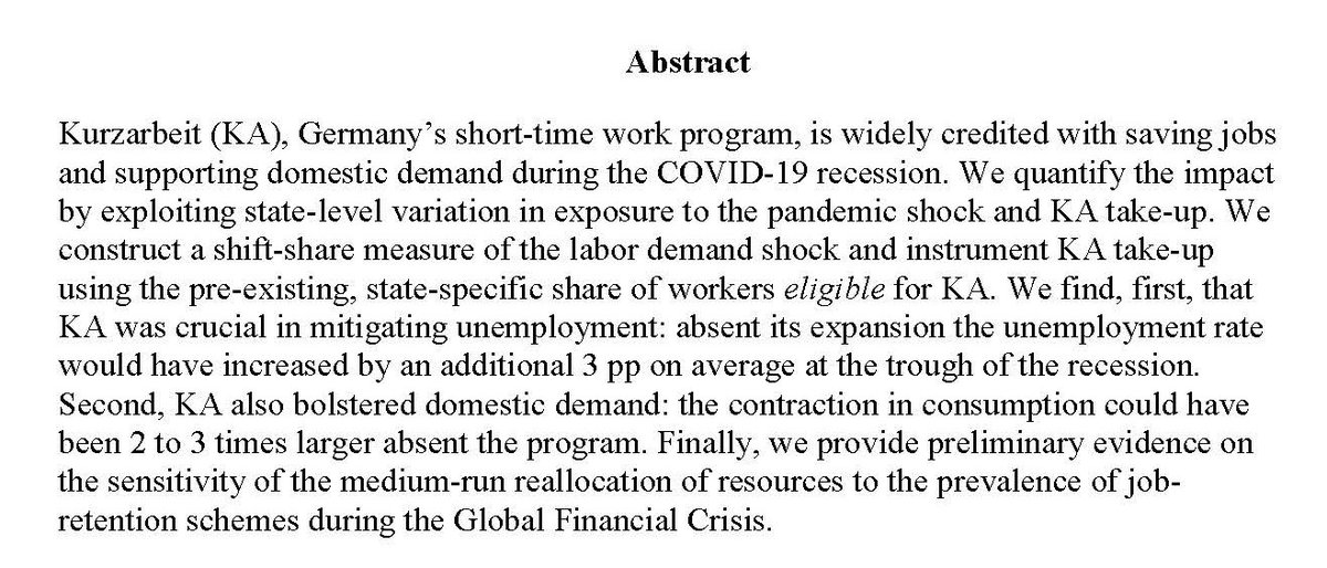 Germany's short-time work scheme (Kurzarbeit) has gained a lot of attention. In a new WP, we provide the first estimates of its impact during the COVID crisis:
imf.org/-/media/Files/…